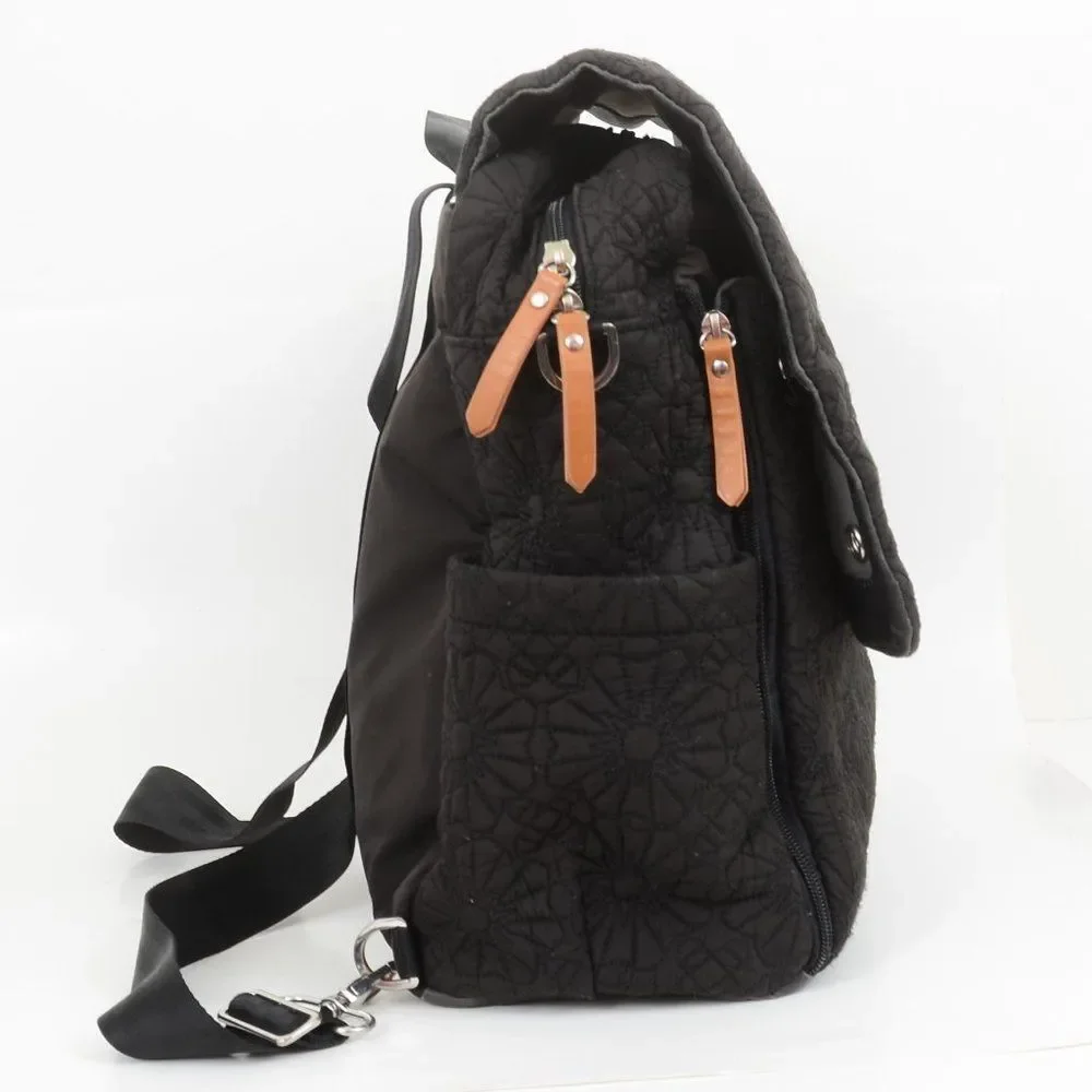 Petunia Pickle Bottom Black Embroidered Diaper Bag